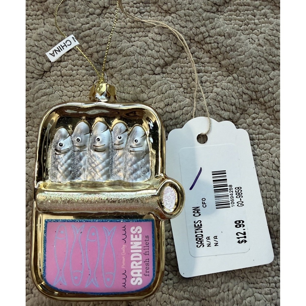 Glass Sardine Tin Ornament